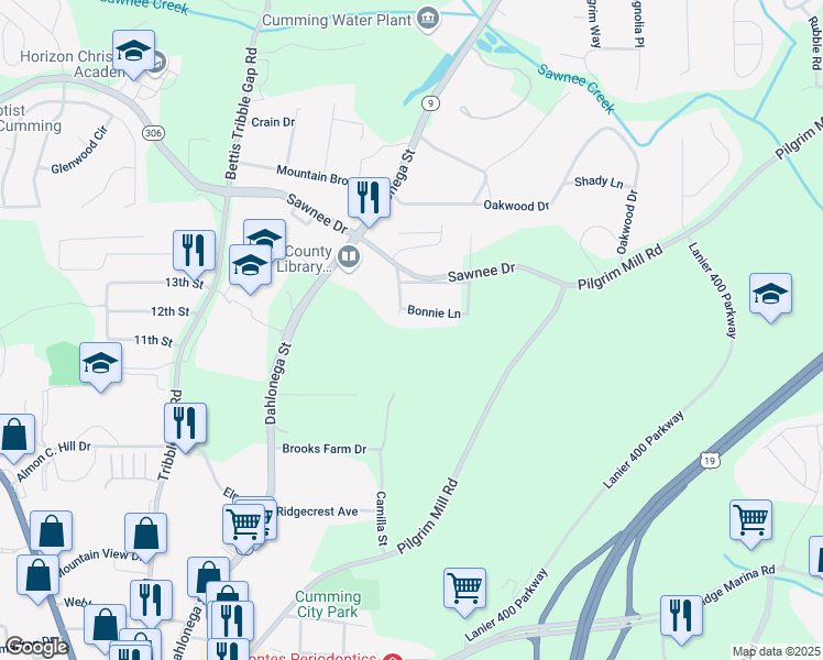 map of restaurants, bars, coffee shops, grocery stores, and more near in Cumming
