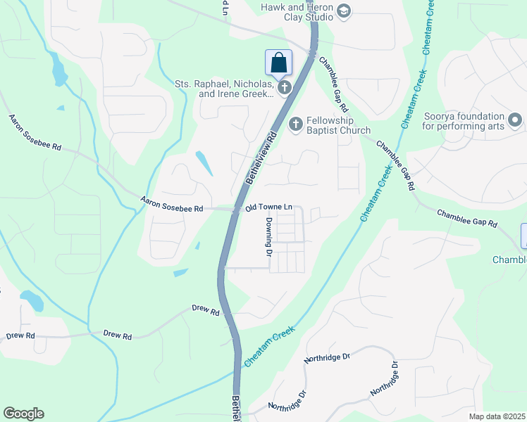 map of restaurants, bars, coffee shops, grocery stores, and more near 3442 Old Towne Lane in Cumming