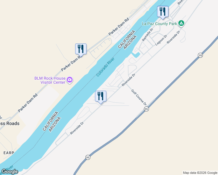 map of restaurants, bars, coffee shops, grocery stores, and more near 7876 Riverside Drive in Parker