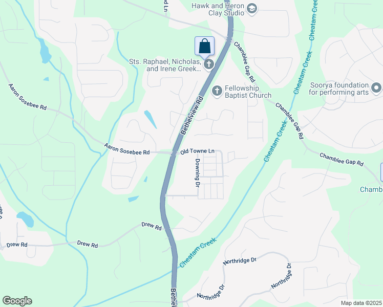 map of restaurants, bars, coffee shops, grocery stores, and more near 3438 Old Towne Lane in Cumming