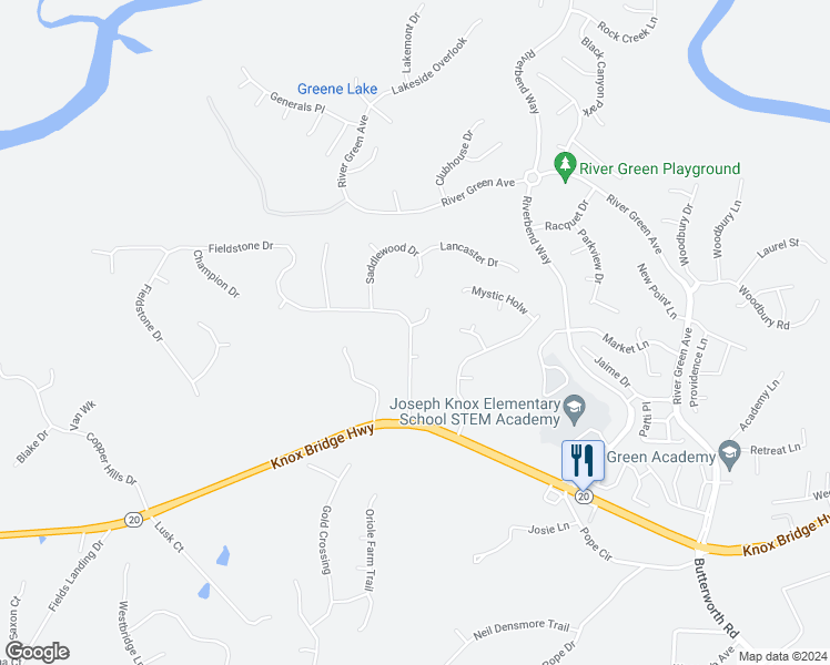 map of restaurants, bars, coffee shops, grocery stores, and more near 128 Stonegate Court in Canton