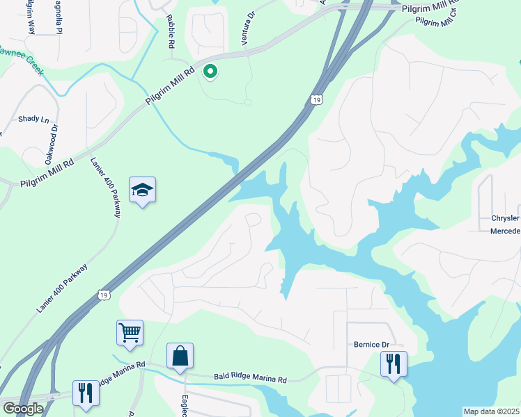 map of restaurants, bars, coffee shops, grocery stores, and more near 1780 Williams Circle in Cumming