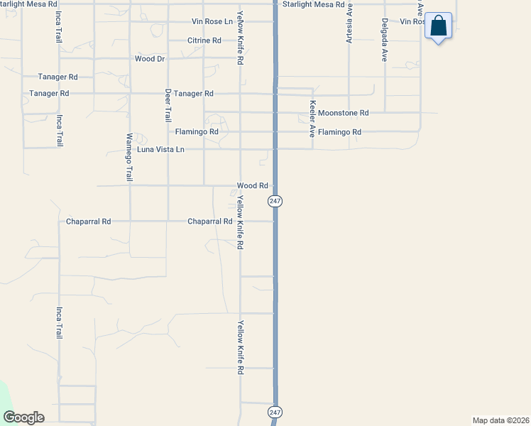 map of restaurants, bars, coffee shops, grocery stores, and more near 1841 Yellow Knife Road in Yucca Valley
