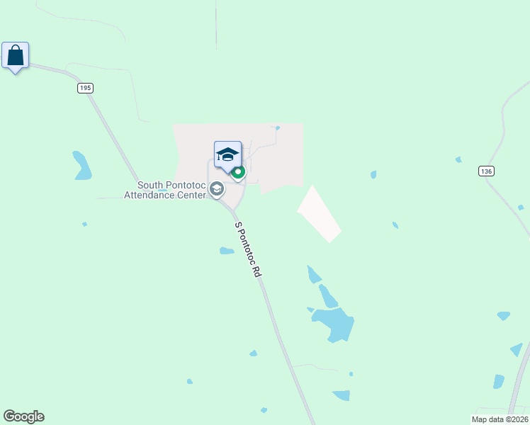 map of restaurants, bars, coffee shops, grocery stores, and more near 1523 South Pontotoc Road in Pontotoc