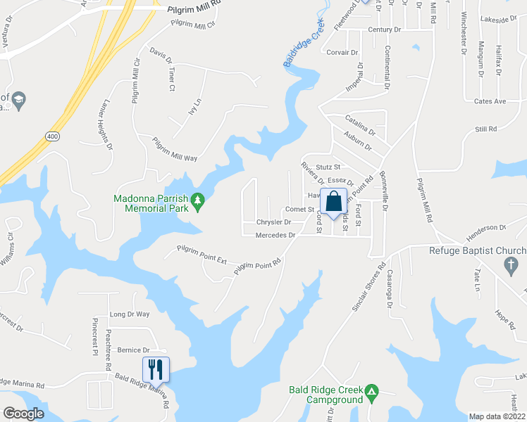 map of restaurants, bars, coffee shops, grocery stores, and more near 5355 Renault Street in Cumming