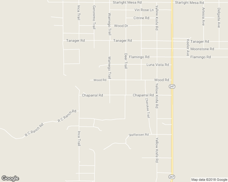 map of restaurants, bars, coffee shops, grocery stores, and more near 1825 Wamego Trail in Yucca Valley