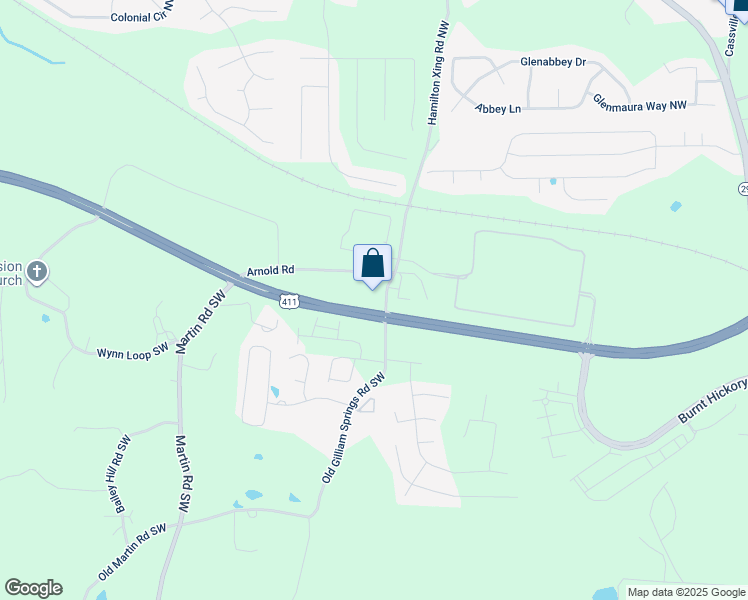 map of restaurants, bars, coffee shops, grocery stores, and more near 425 Hamilton Crossing Road Northwest in Cartersville