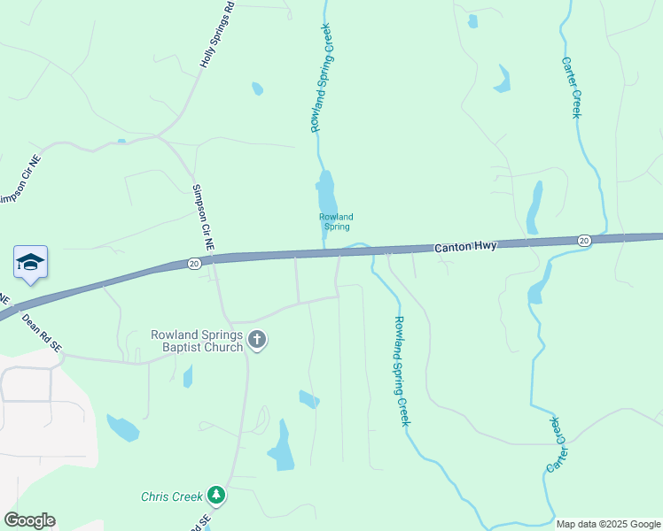map of restaurants, bars, coffee shops, grocery stores, and more near 12 Ranger Road Southeast in Cartersville