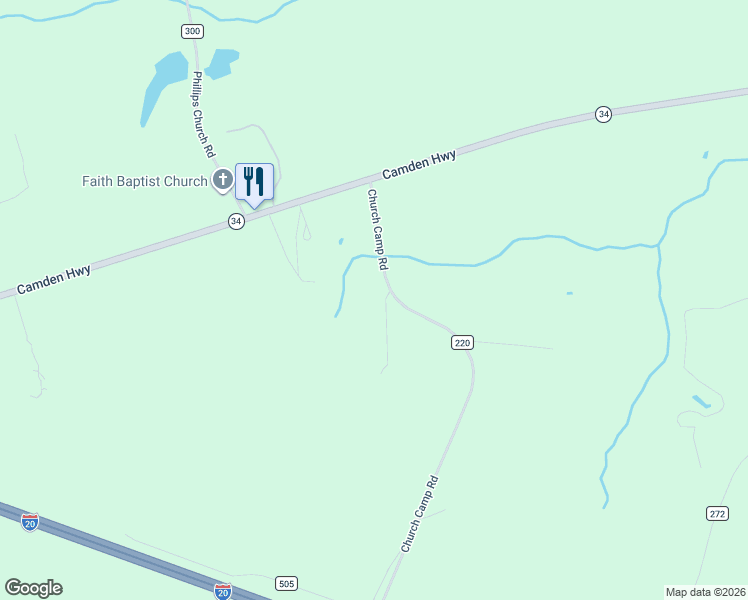 map of restaurants, bars, coffee shops, grocery stores, and more near 132-410 Church Camp Road in Bishopville