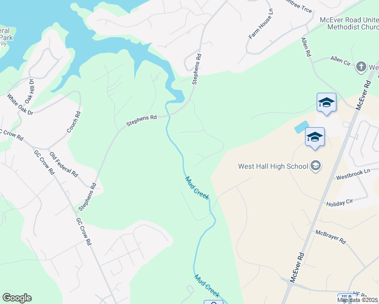 map of restaurants, bars, coffee shops, grocery stores, and more near 5716 Fir Lane in Flowery Branch
