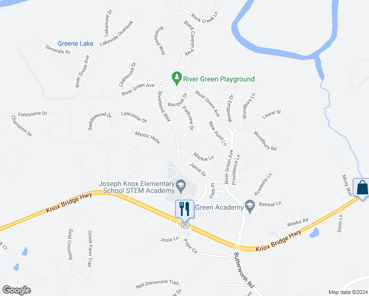 map of restaurants, bars, coffee shops, grocery stores, and more near 138 Market Lane in Canton
