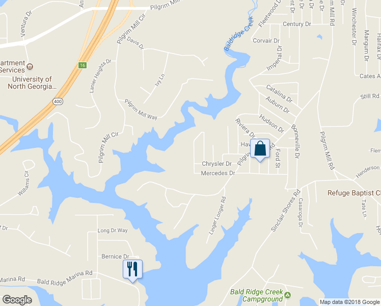 map of restaurants, bars, coffee shops, grocery stores, and more near 5655 Mercedes Drive in Cumming