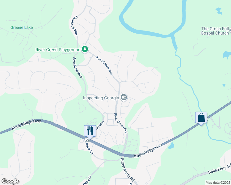 map of restaurants, bars, coffee shops, grocery stores, and more near 303 New Point Lane in Canton