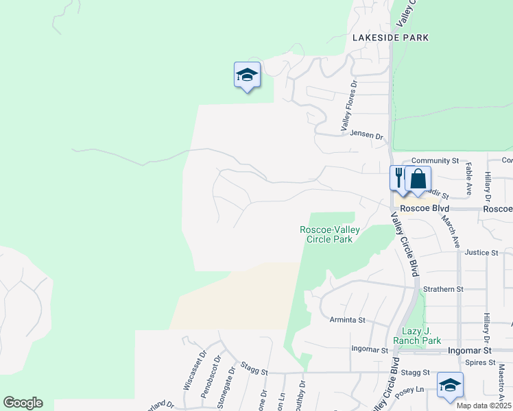 map of restaurants, bars, coffee shops, grocery stores, and more near 24208 Sterling Ranch Road in Los Angeles