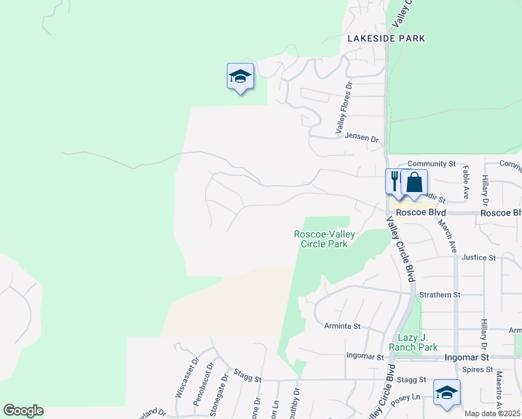 map of restaurants, bars, coffee shops, grocery stores, and more near 24208 Sterling Ranch Road in Los Angeles