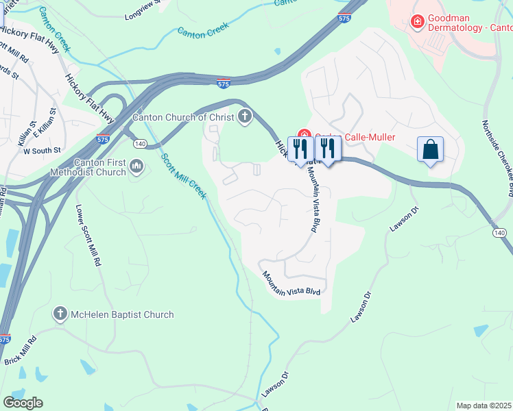 map of restaurants, bars, coffee shops, grocery stores, and more near 356 Spring Hill Drive in Canton