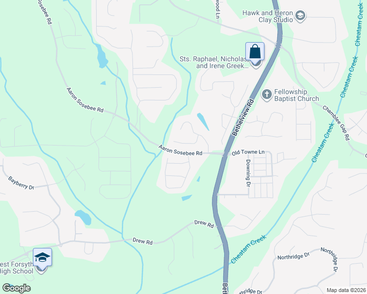 map of restaurants, bars, coffee shops, grocery stores, and more near 5465 Landseer Way in Cumming