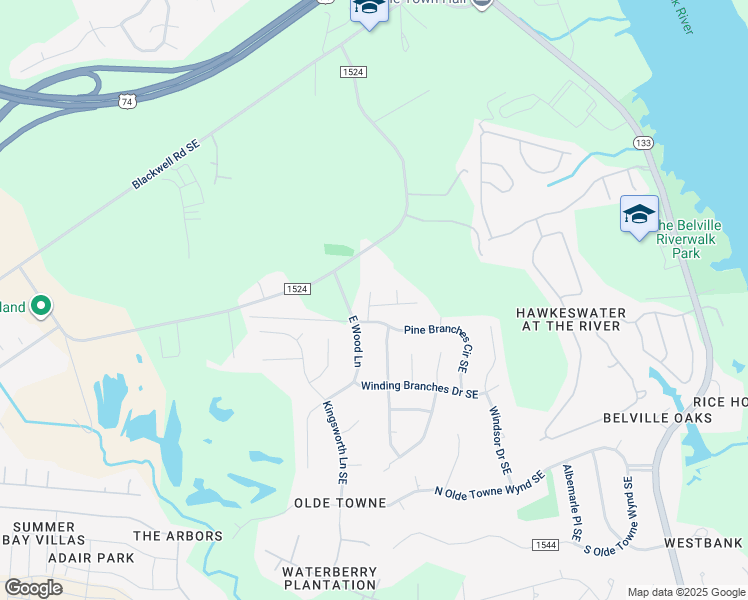 map of restaurants, bars, coffee shops, grocery stores, and more near 10002 Burning Bush Ridge Court in Belville