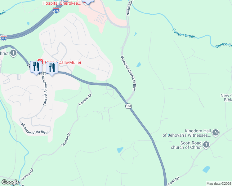 map of restaurants, bars, coffee shops, grocery stores, and more near 279 Oak Crest Circle in Canton