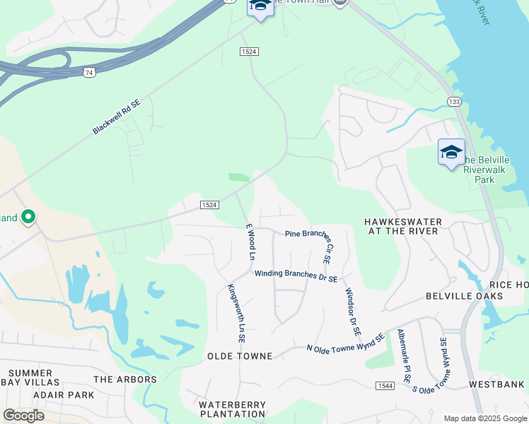 map of restaurants, bars, coffee shops, grocery stores, and more near 10002 Burning Bush Ridge Court in Belville