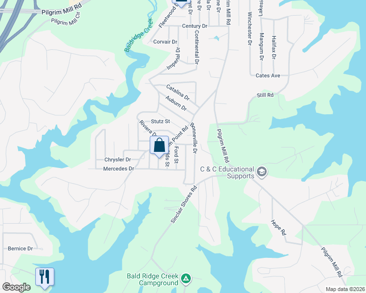 map of restaurants, bars, coffee shops, grocery stores, and more near 4610 Brookwood Drive in Cumming