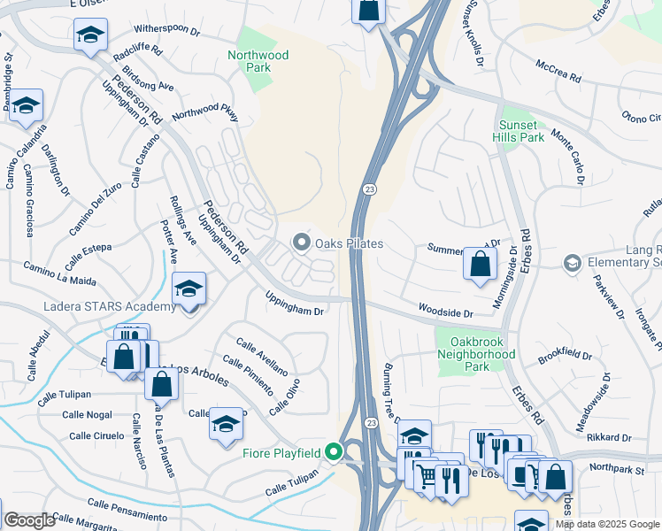 map of restaurants, bars, coffee shops, grocery stores, and more near 1550 Plumeria Circle in Thousand Oaks