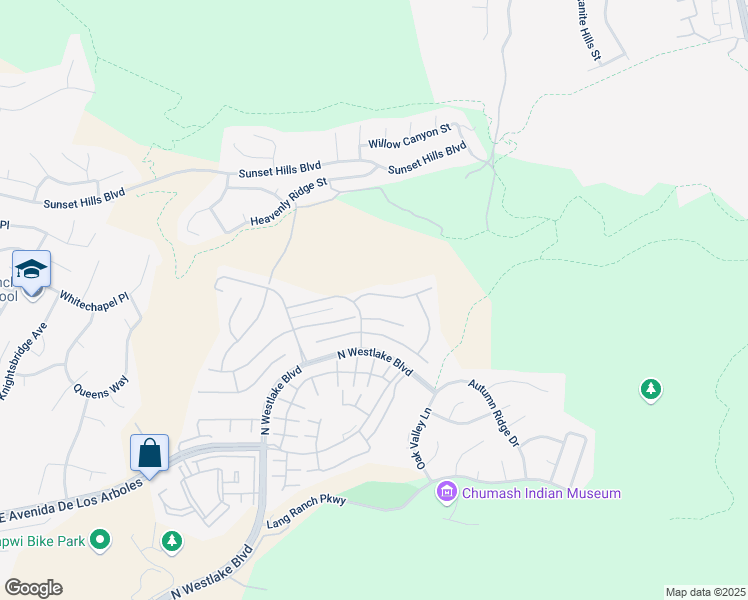 map of restaurants, bars, coffee shops, grocery stores, and more near 3128 White Cedar Place in Thousand Oaks
