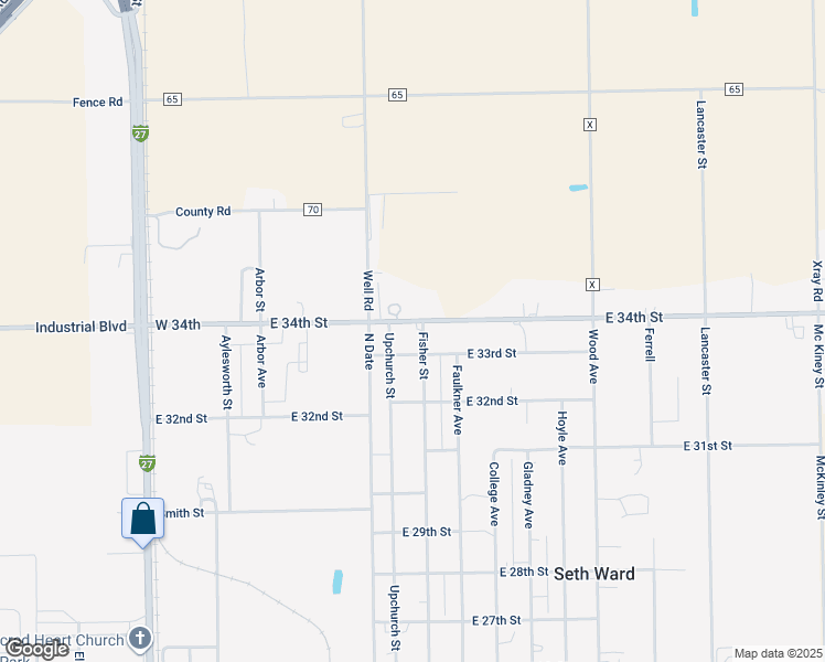 map of restaurants, bars, coffee shops, grocery stores, and more near 3307 Fisher Street in Plainview