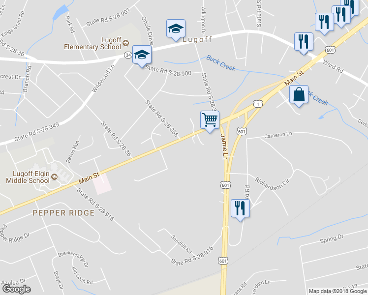 map of restaurants, bars, coffee shops, grocery stores, and more near 1079 U.S. 1 in Lugoff