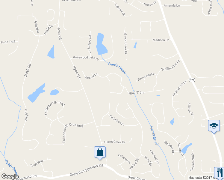 map of restaurants, bars, coffee shops, grocery stores, and more near 4770 Wexford Drive in Cumming