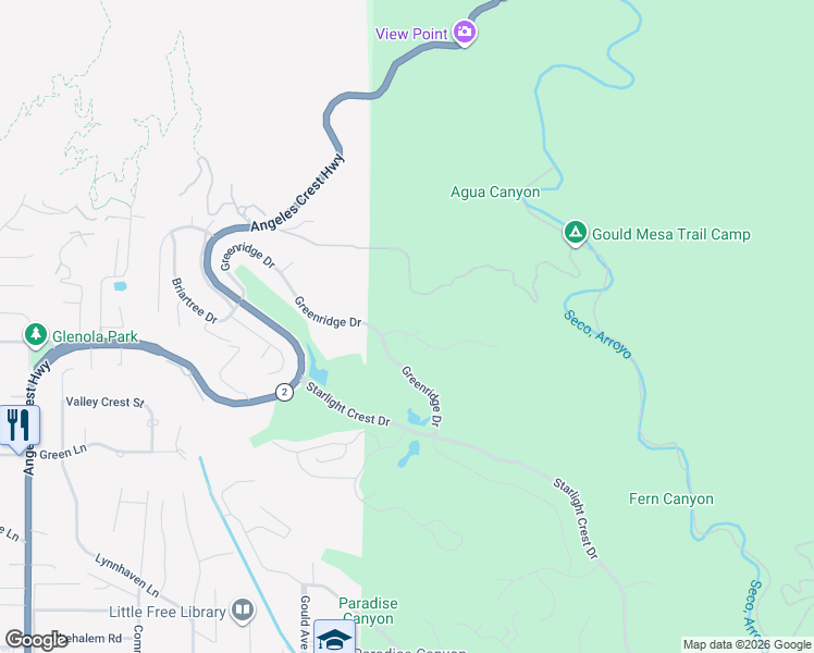 map of restaurants, bars, coffee shops, grocery stores, and more near 755 Forest Green Drive in La Cañada Flintridge