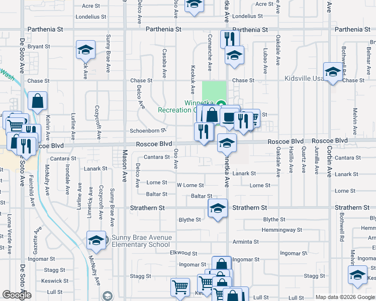 map of restaurants, bars, coffee shops, grocery stores, and more near in Los Angeles