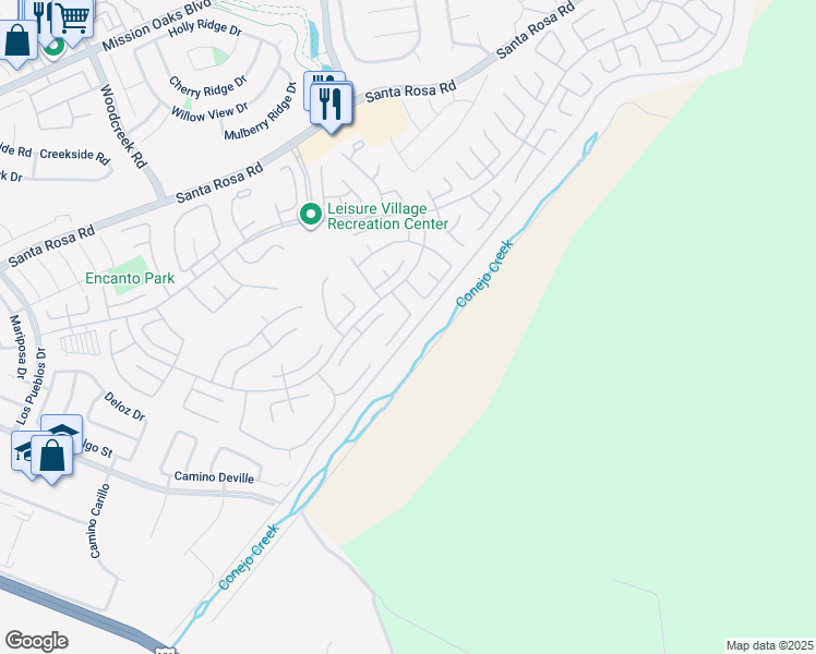 map of restaurants, bars, coffee shops, grocery stores, and more near 26121 Village 26 in Camarillo