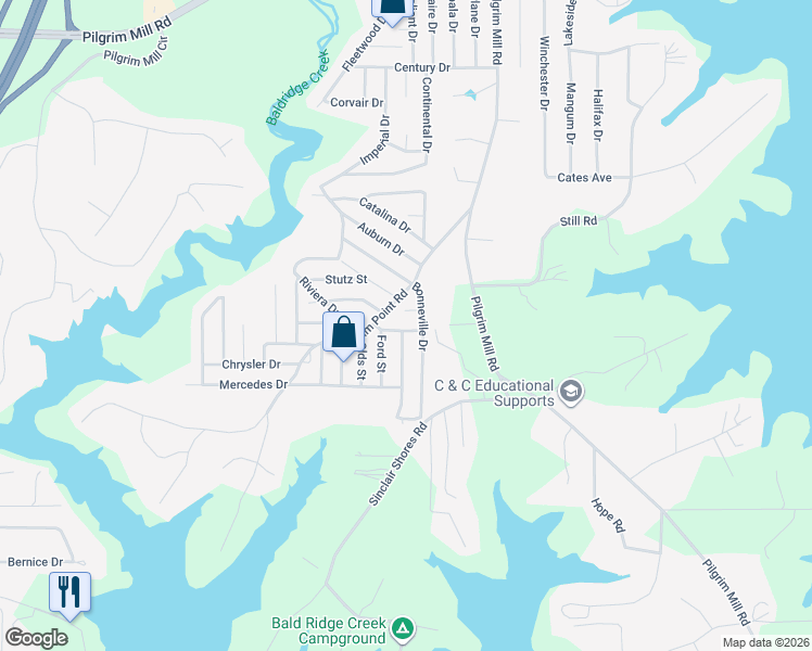 map of restaurants, bars, coffee shops, grocery stores, and more near 4605 Newport Street in Cumming