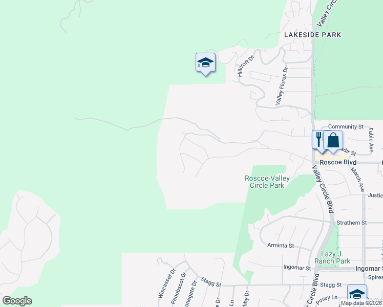 map of restaurants, bars, coffee shops, grocery stores, and more near 24407 Clear Creek Place in Los Angeles