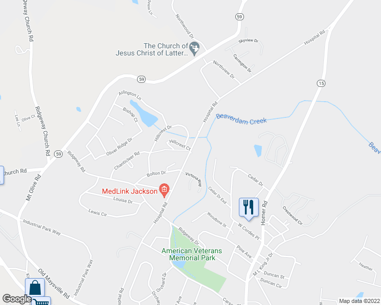 map of restaurants, bars, coffee shops, grocery stores, and more near 20 Preston Court in Commerce
