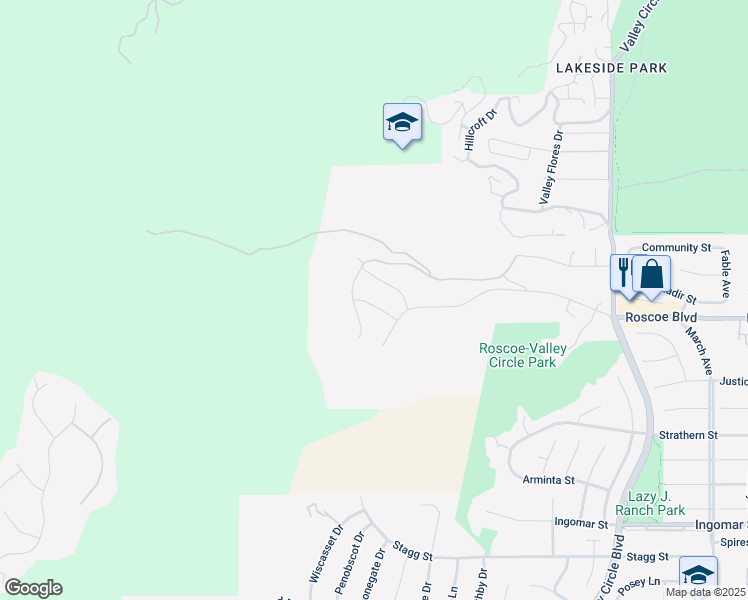 map of restaurants, bars, coffee shops, grocery stores, and more near 24407 Clear Creek Place in Los Angeles