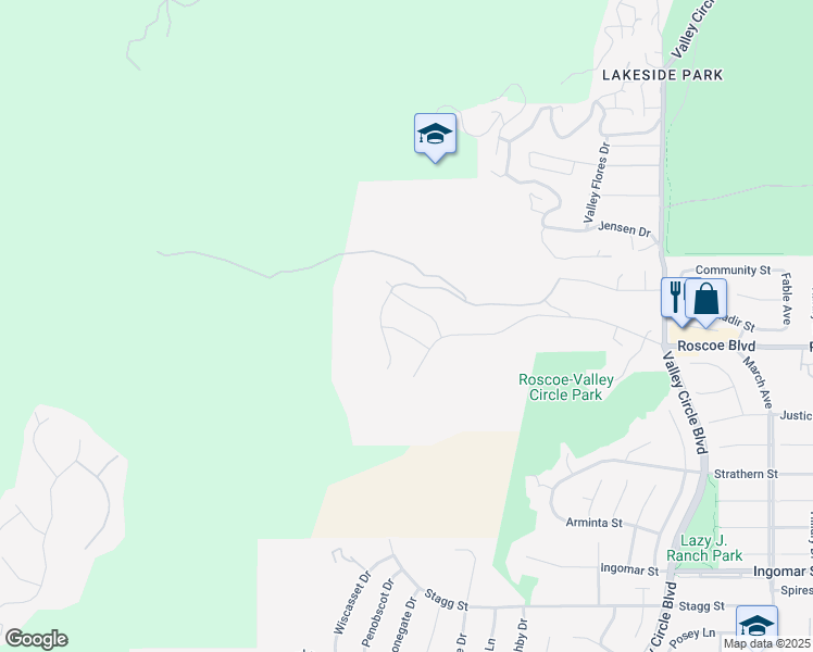 map of restaurants, bars, coffee shops, grocery stores, and more near 24407 Clear Creek Place in Los Angeles