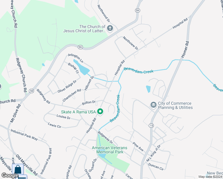 map of restaurants, bars, coffee shops, grocery stores, and more near 30-52 Preston Court in Commerce