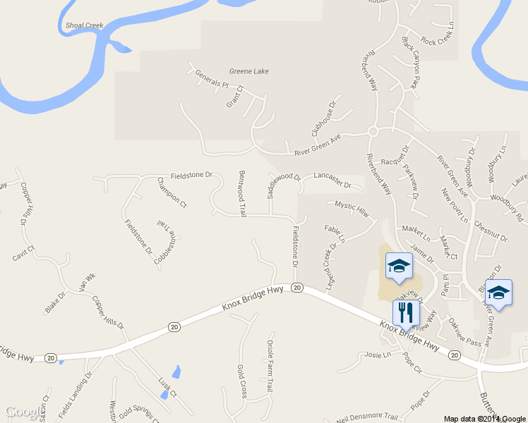 map of restaurants, bars, coffee shops, grocery stores, and more near 1039 Fieldstone Drive in Canton