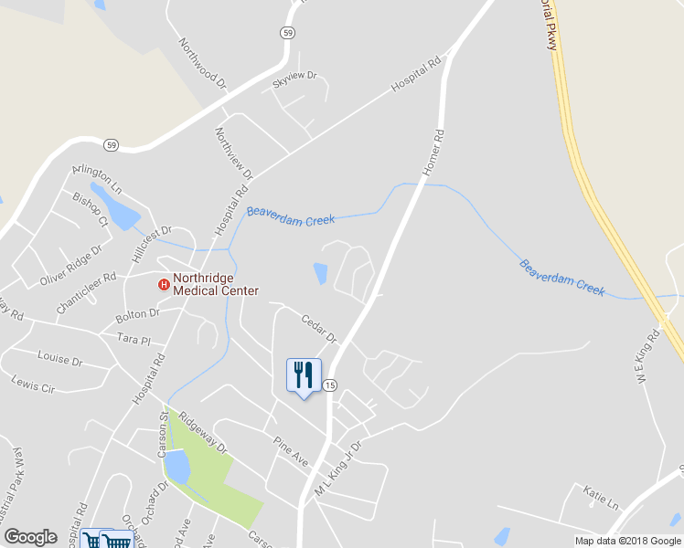 map of restaurants, bars, coffee shops, grocery stores, and more near 935 Homer Road in Commerce