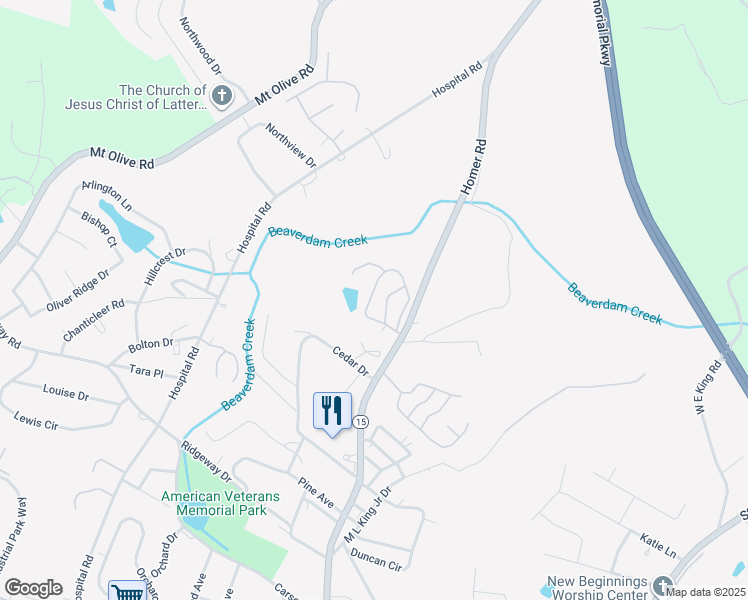 map of restaurants, bars, coffee shops, grocery stores, and more near 935 Homer Road in Commerce