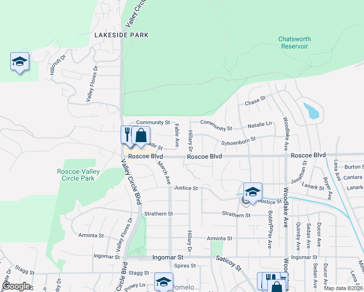 map of restaurants, bars, coffee shops, grocery stores, and more near 8326 Fable Avenue in Los Angeles
