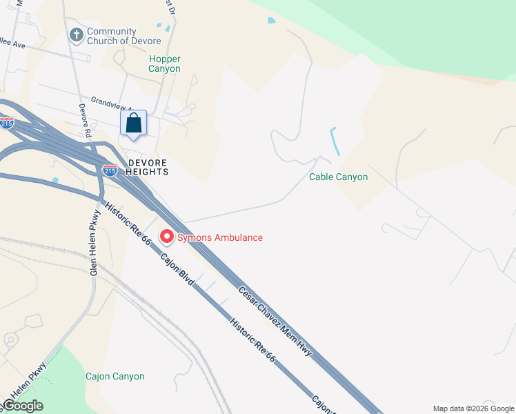 map of restaurants, bars, coffee shops, grocery stores, and more near 7677 Cable Canyon Road in San Bernardino
