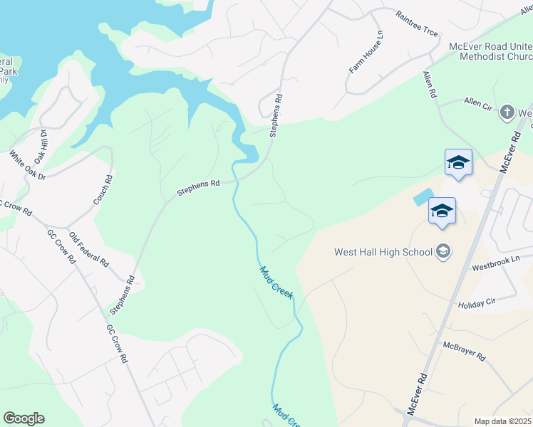 map of restaurants, bars, coffee shops, grocery stores, and more near 5716 Fir Lane in Flowery Branch