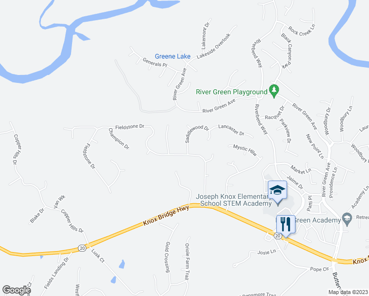 map of restaurants, bars, coffee shops, grocery stores, and more near 305 Saddlewood Drive in Canton