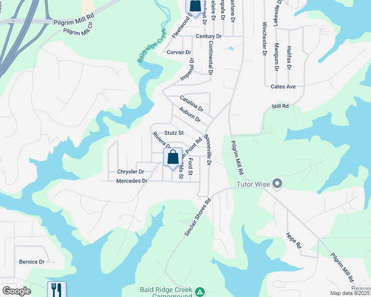 map of restaurants, bars, coffee shops, grocery stores, and more near 4605 Olds Street in Cumming