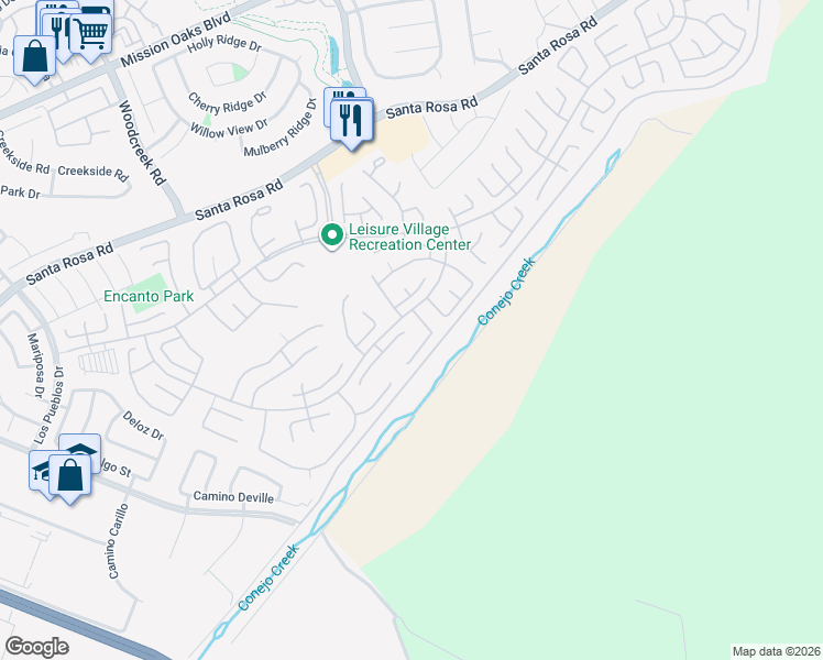 map of restaurants, bars, coffee shops, grocery stores, and more near 24142 Village 24 in Camarillo