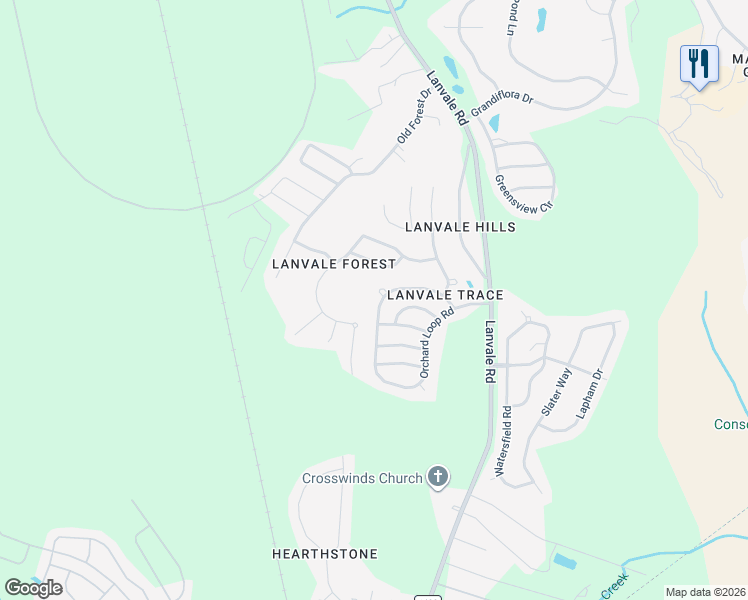 map of restaurants, bars, coffee shops, grocery stores, and more near 8615 Orchard Loop Road in Leland