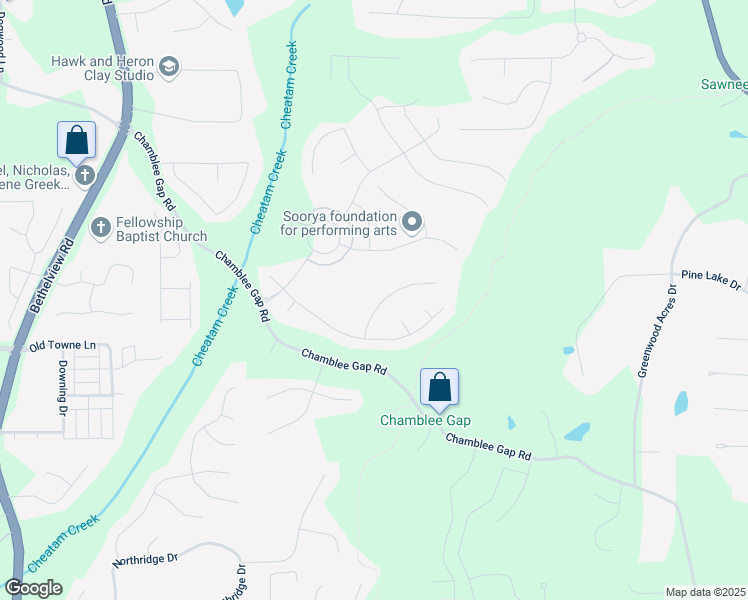 map of restaurants, bars, coffee shops, grocery stores, and more near 2665 Crowbrook Way in Cumming